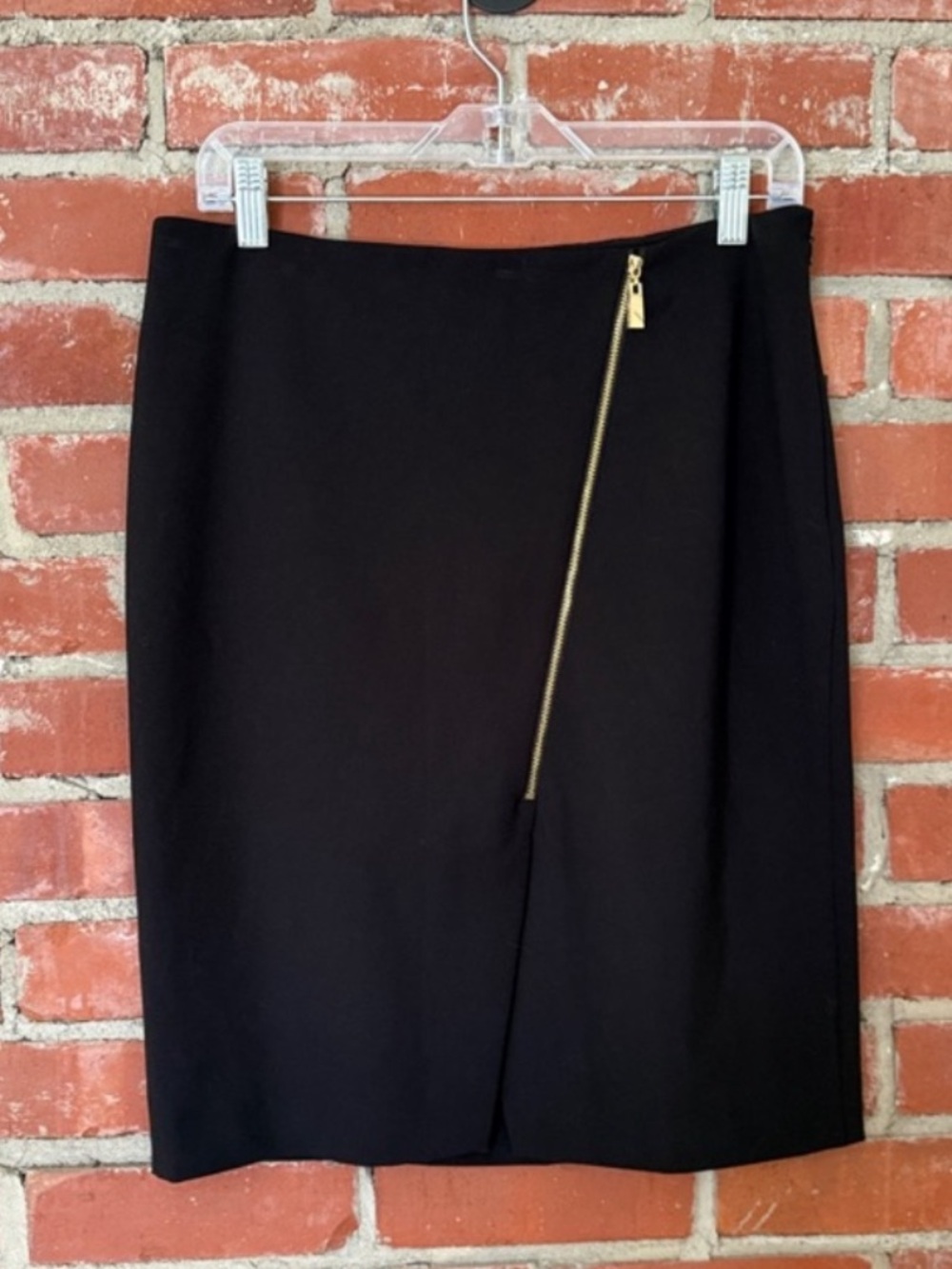 Vince Camuto Black Pencil Skirt with Diagonal Gold Accent